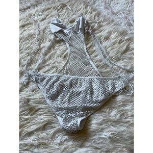 Caged White 1Piece Swimsuit w/adjustable tie sides